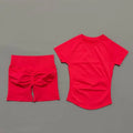 2 Pieces HISTELLO Sports Sets Short Sleeve Seamless Yoga Top Fitness Set Women Workout Running Sports Shorts Gym Suit