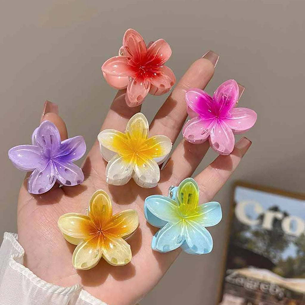 Hawaiian Gradient Hair Clips Flower Hair Claws Women Small Size Fashion Headwear Hairpin Crab Barrette Hair Accessories