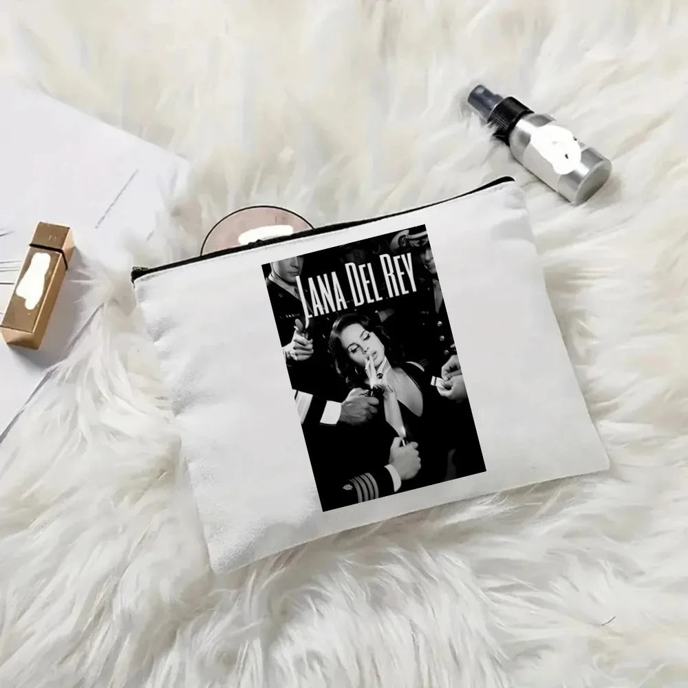 2pcs Lana Del Rey Fashion Women's Handbag Ldr Y2K Canvas Shoulder Bag Cosmetic Organizer Eco Large Capacity Shopping Bag Wallet