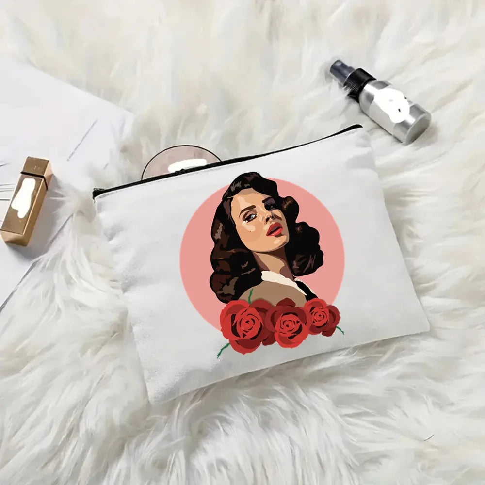2pcs Lana Del Rey Fashion Women's Handbag Ldr Y2K Canvas Shoulder Bag Cosmetic Organizer Eco Large Capacity Shopping Bag Wallet
