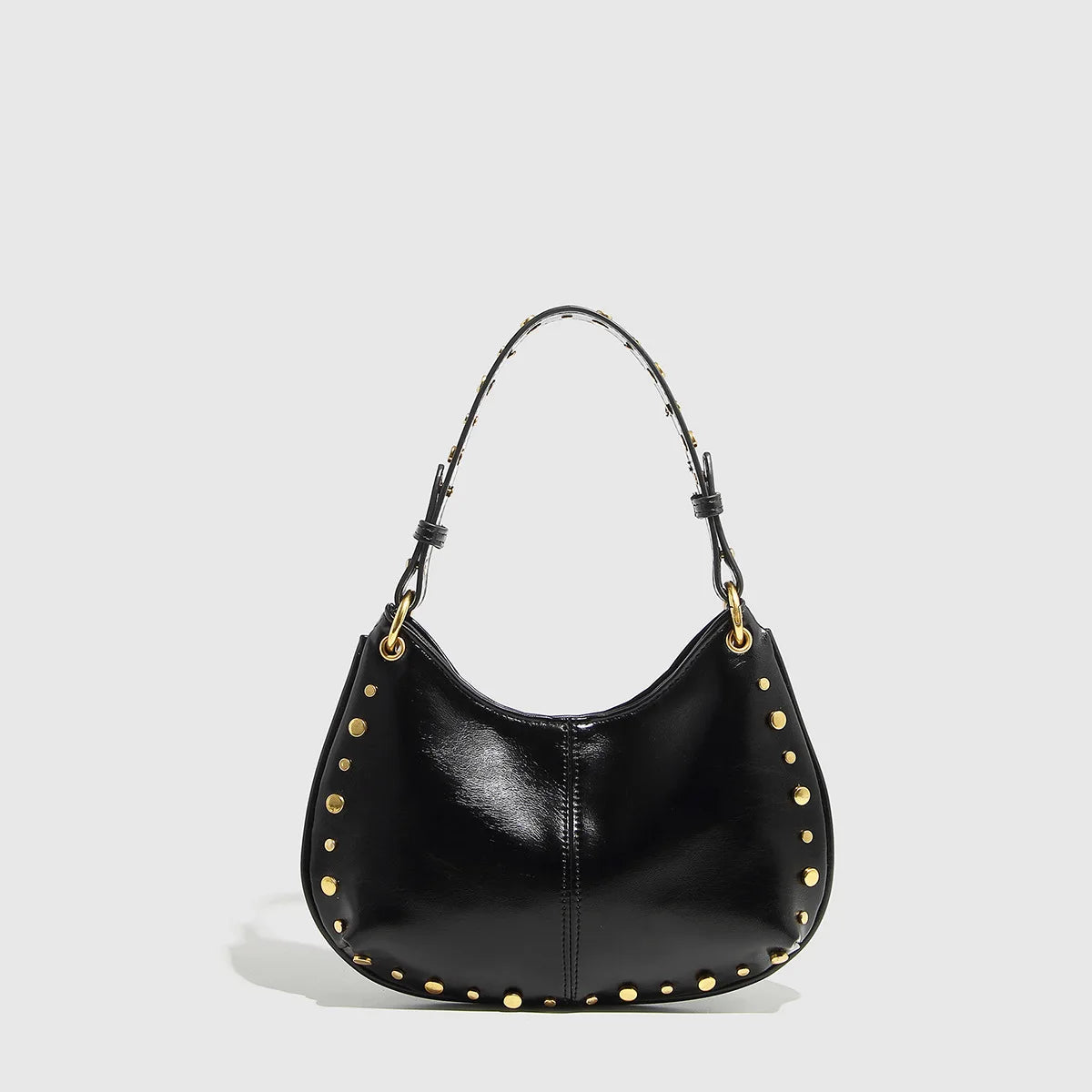 Fashion Rivet Women Shoulder Bags Designer Halfmoon Lady Handbags Luxury Pu Leather Chains Crossbody Bag Trend Underarm Bag 2025