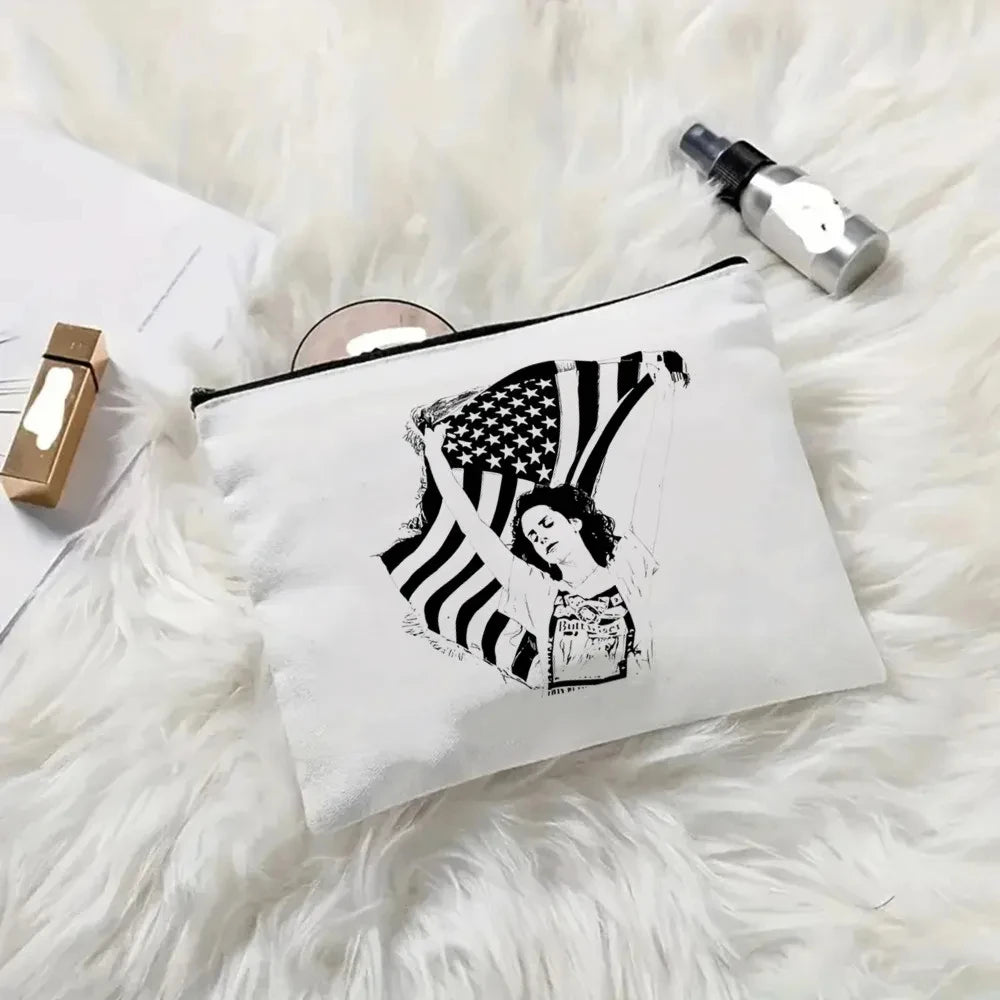 2pcs Lana Del Rey Fashion Women's Handbag Ldr Y2K Canvas Shoulder Bag Cosmetic Organizer Eco Large Capacity Shopping Bag Wallet